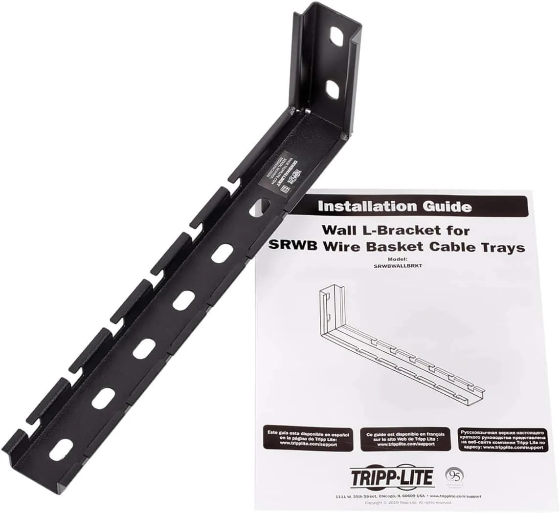 Tripp Lite Wall L Bracket, L Shaped Bracket for 150 mm and 300 mm Wire Mesh Cable Trays (SRWBWALLBRKT)