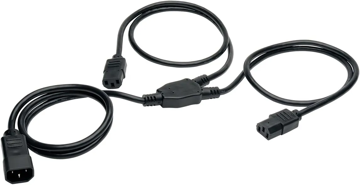 TRIPP LITE C14 to 2×C13 Y-Splitter Power Cord, 6 ft, 18AWG, 10A/250V - P004-006-2C13