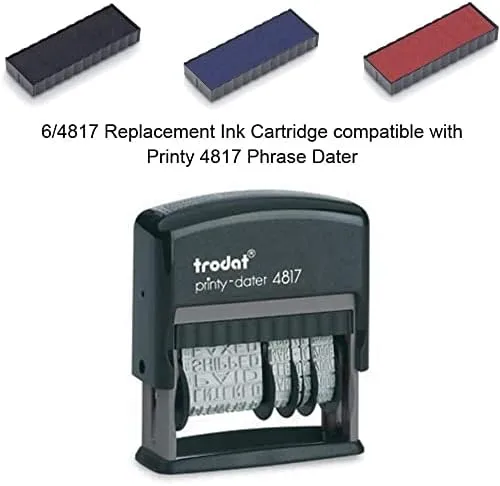 Trodat 4817 Replacement Pad, Black Ink, 3 Pack