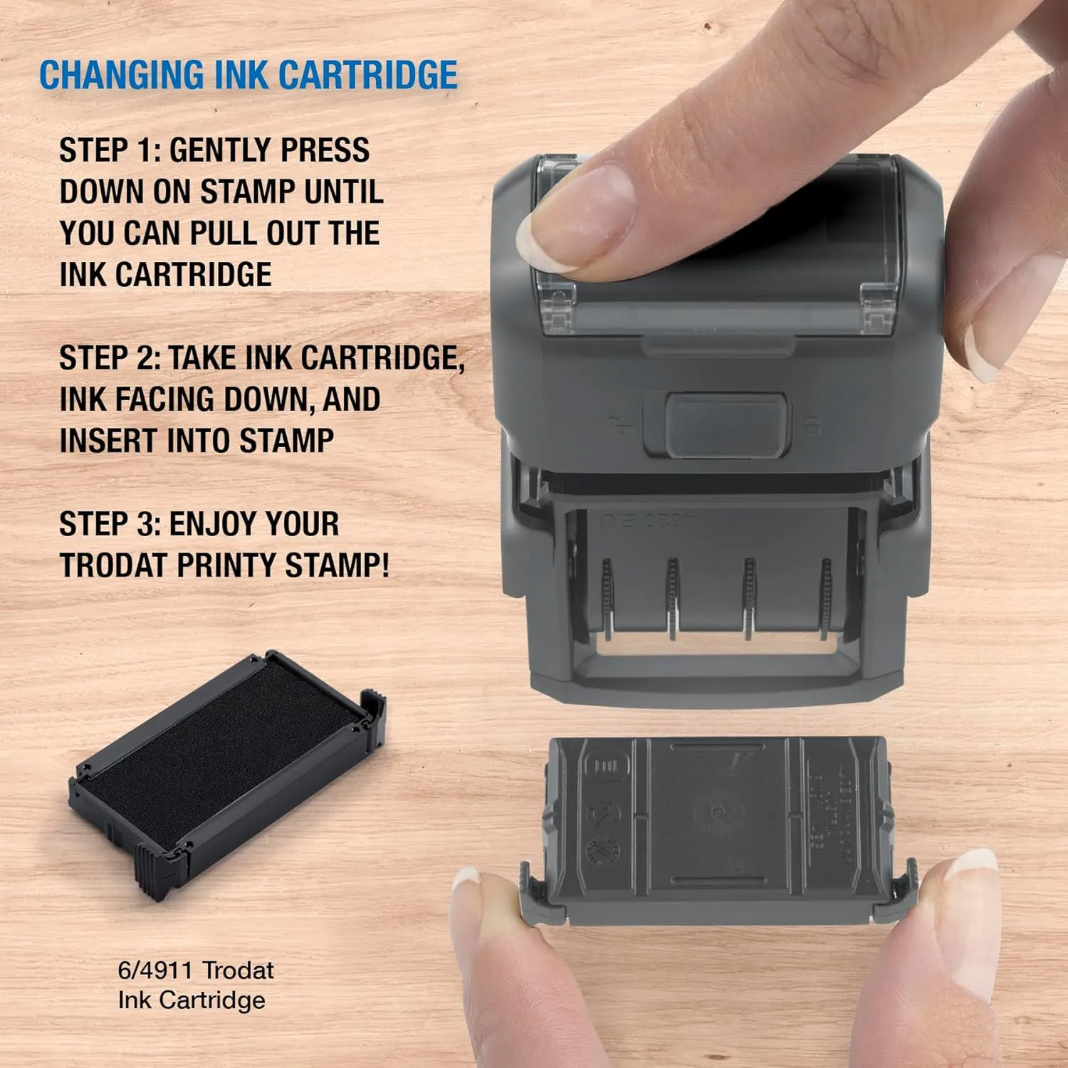 Trodat 4820 Printy 4.0 Self-Inking Date Stamp, Date Only, 3/8 x 1-1/4, Black