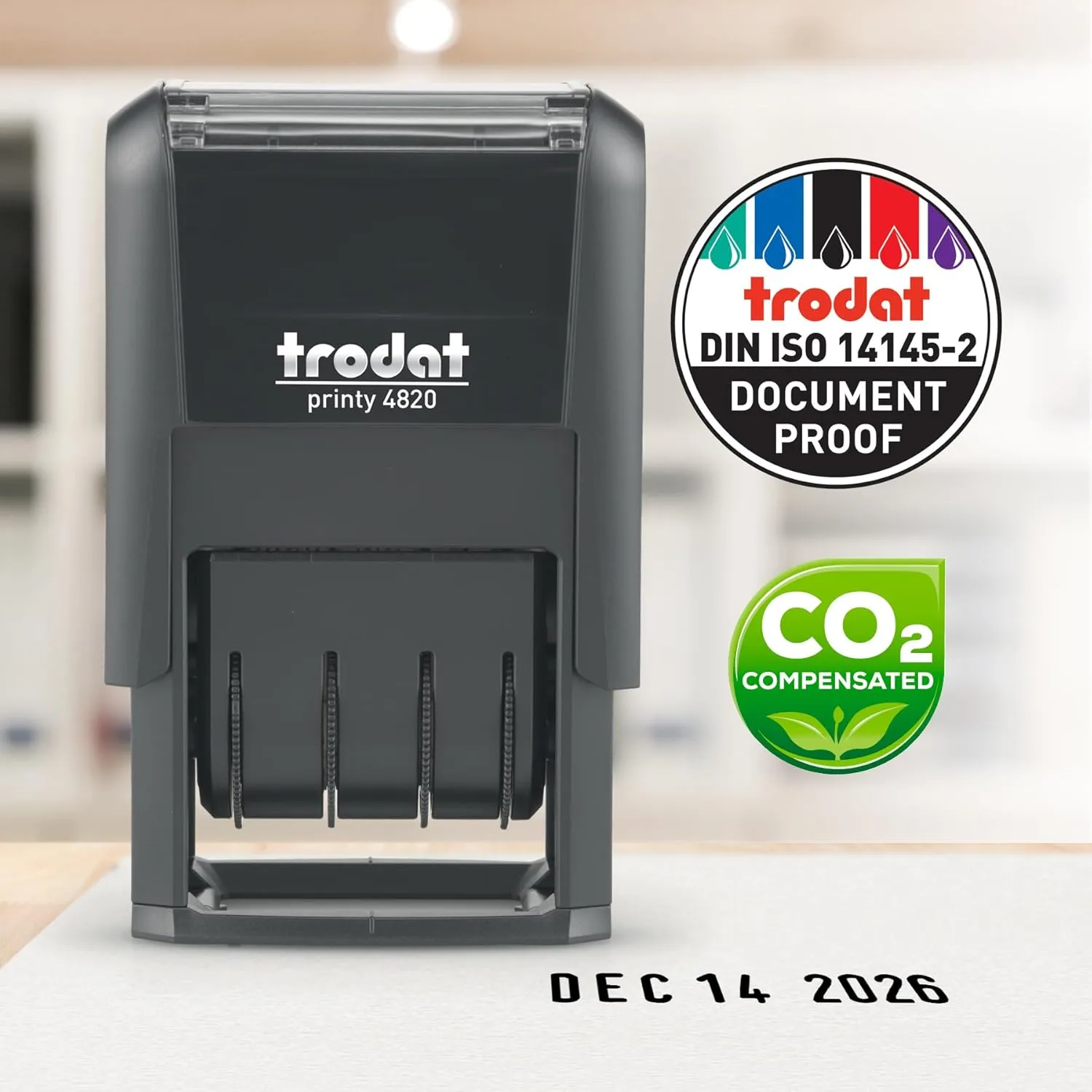 Trodat 4820 Printy 4.0 Self-Inking Date Stamp, Date Only, 3/8 x 1-1/4, Black