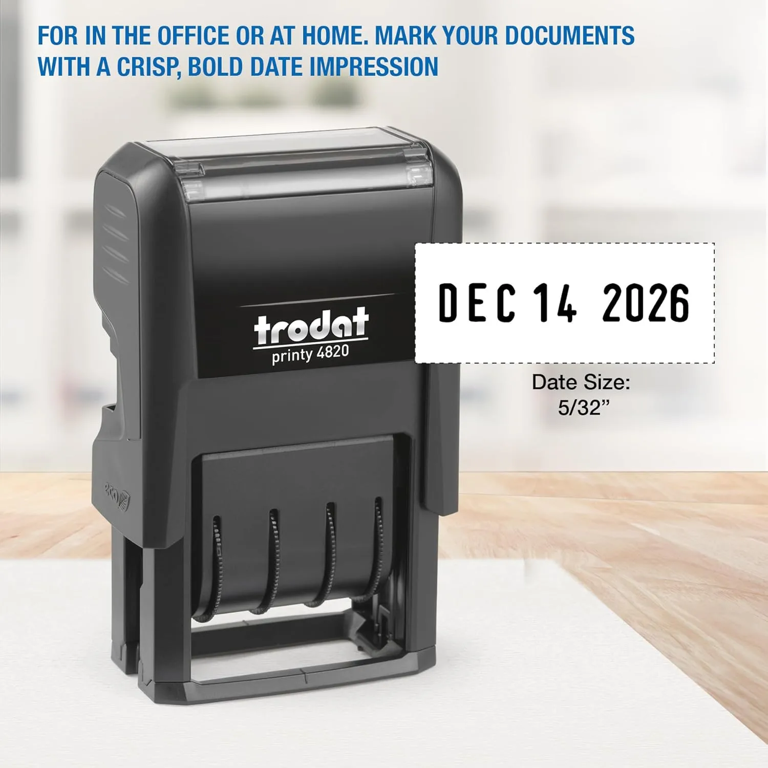Trodat 4820 Printy 4.0 Self-Inking Date Stamp, Date Only, 3/8 x 1-1/4, Black