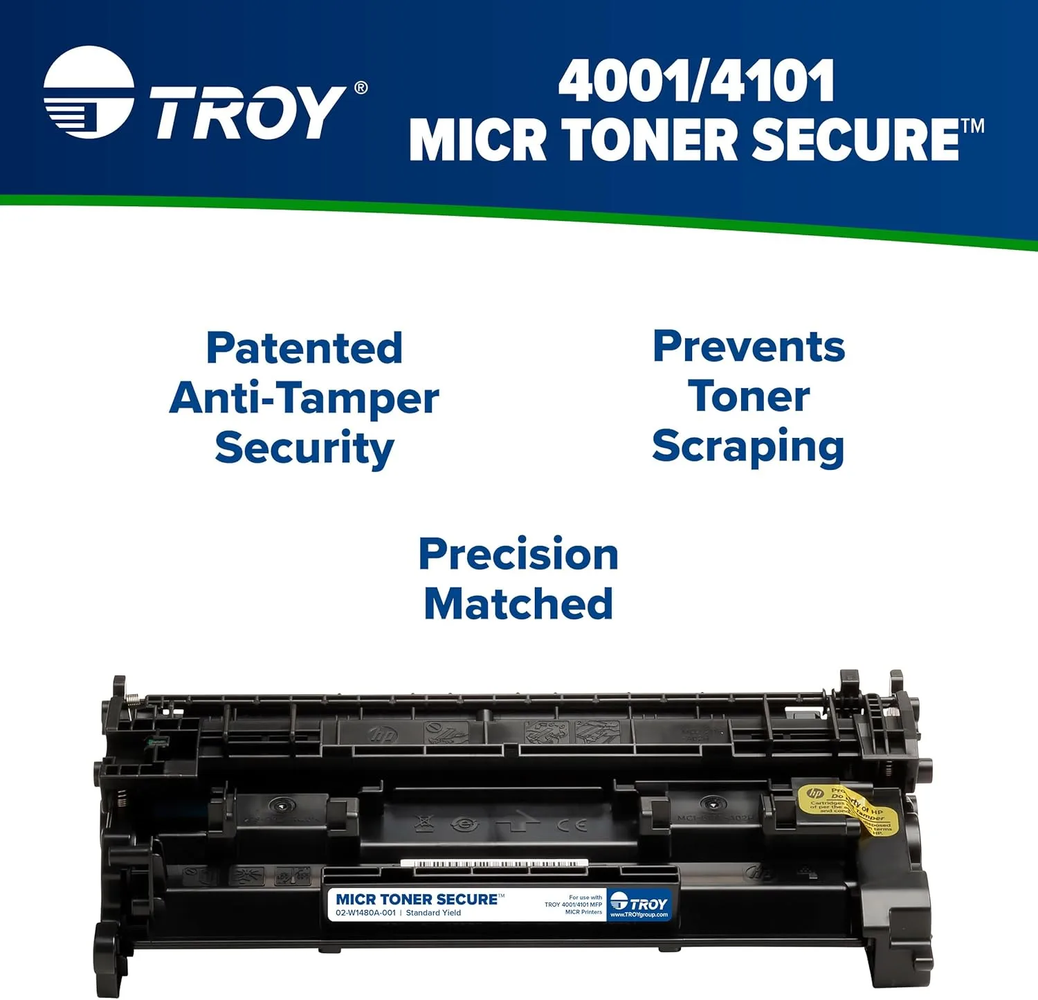 4001/4101 MICR Toner Secure Standard Yield Cartridge, Check Printing, Coordinating HP Part Number: W1480A, Yields 2900 Pages