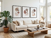 Floral Elegance – Set of 3 Minimalist Floral Line Art Canvas Prints | A4 & A3 Sizes | Modern Botanical Wall Art for Living Room, Bedroom, or Office (Unframed)