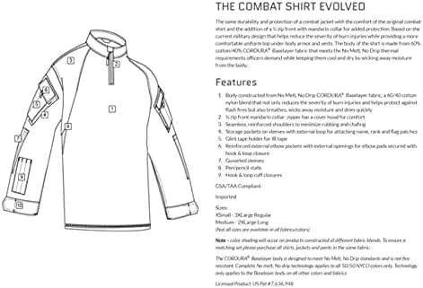 TRU-SPEC T.R.U. 1/4 Zip Combat Shirt, Men's Tactical Long Sleeve