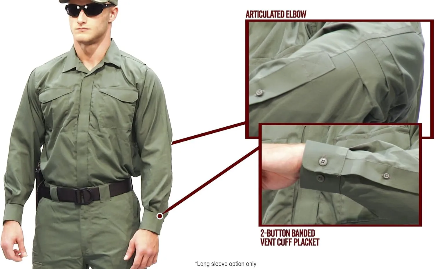 TRU-SPEC 24-7 1051002 Men's Ultralight Long Sleeve Uniform Shirt, Polyester Cotton Rip-Stop, X-Small Regular