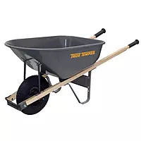 True Temper R6FF25 Wheelbarrow with Steel Tray and Never Flat Tire, 6-Cubic Foot Capacity