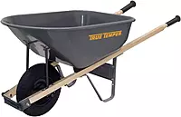 True Temper R6FF25 Wheelbarrow with Steel Tray and Never Flat Tire, 6-Cubic Foot Capacity