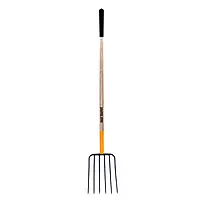 True Temper 6-Tine Steel Manure Fork Pitchfork with Hardwood Handle, 48 in., for Transferring Manure