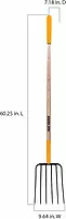 True Temper 6-Tine Steel Manure Fork Pitchfork with Hardwood Handle, 48 in., for Transferring Manure