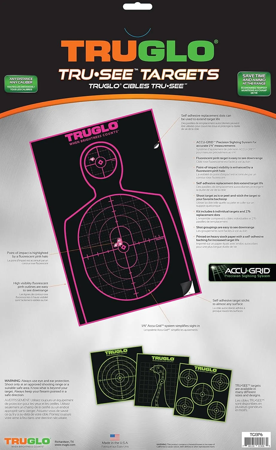 TRUGLO TRU-SEE 12x18 Fluorescent Self-Adhesive Splatter Handgun Target