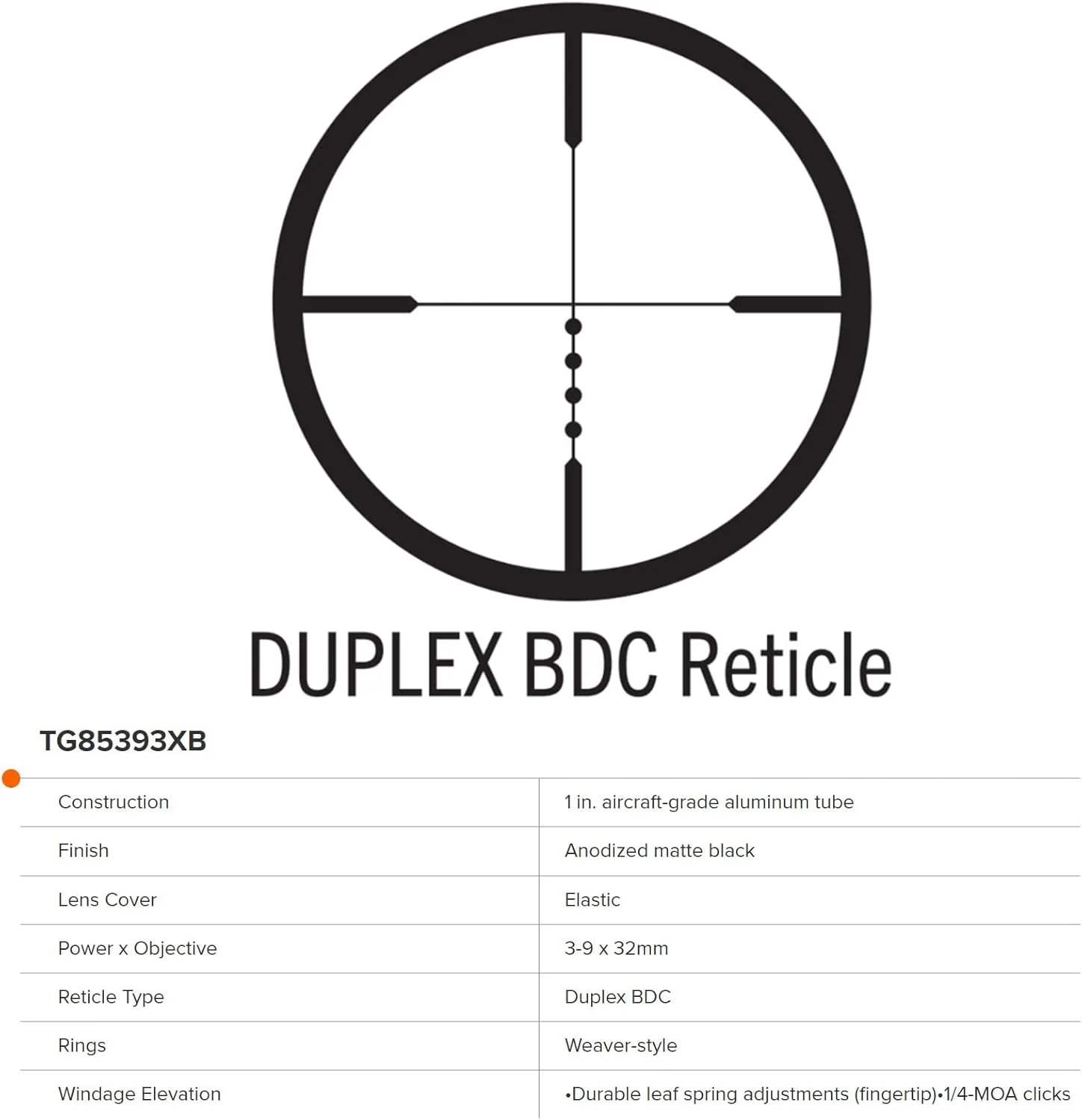 TRUGLO BUCKLINE 1" Aluminum Tube Riflescope with Weaver-Style Mount Rings