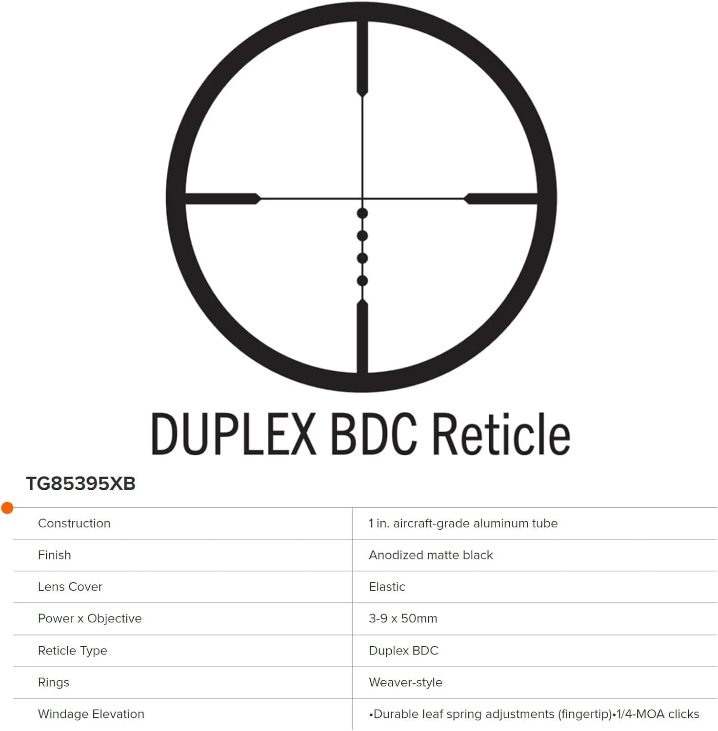 TRUGLO BUCKLINE BDC Riflescope with Weaver-Style Rings