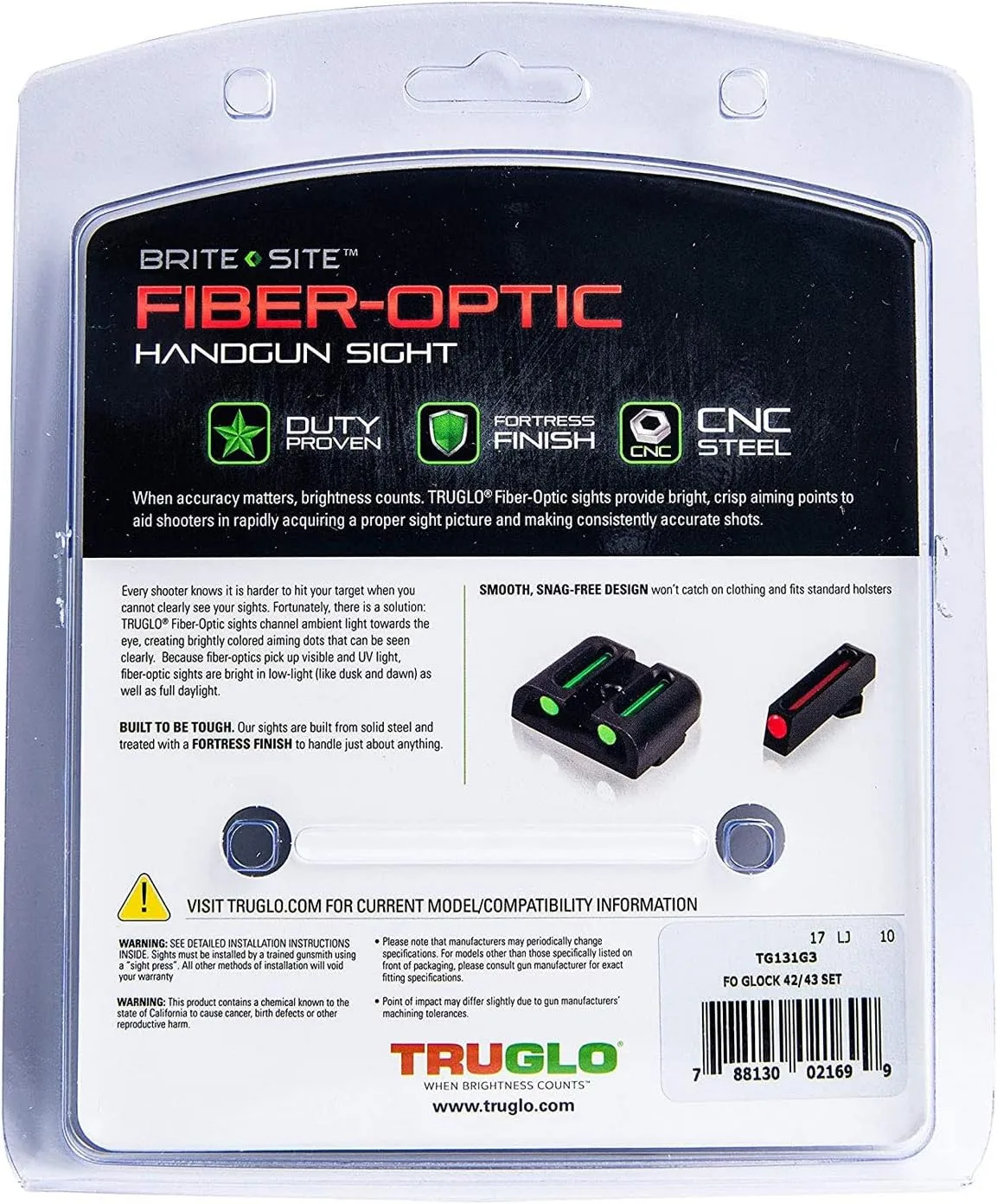 TRUGLO Fiber-Optic Handgun Night Sight Set
