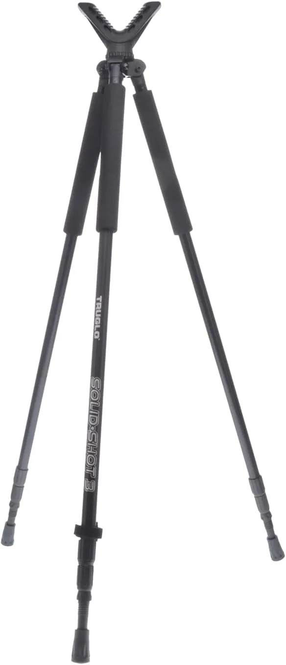TruGlo Solid Shot Versatile Durable Adjustable Collapsible Rifle Shooting & Crossbow Hunting Tripod withRotating Head Design