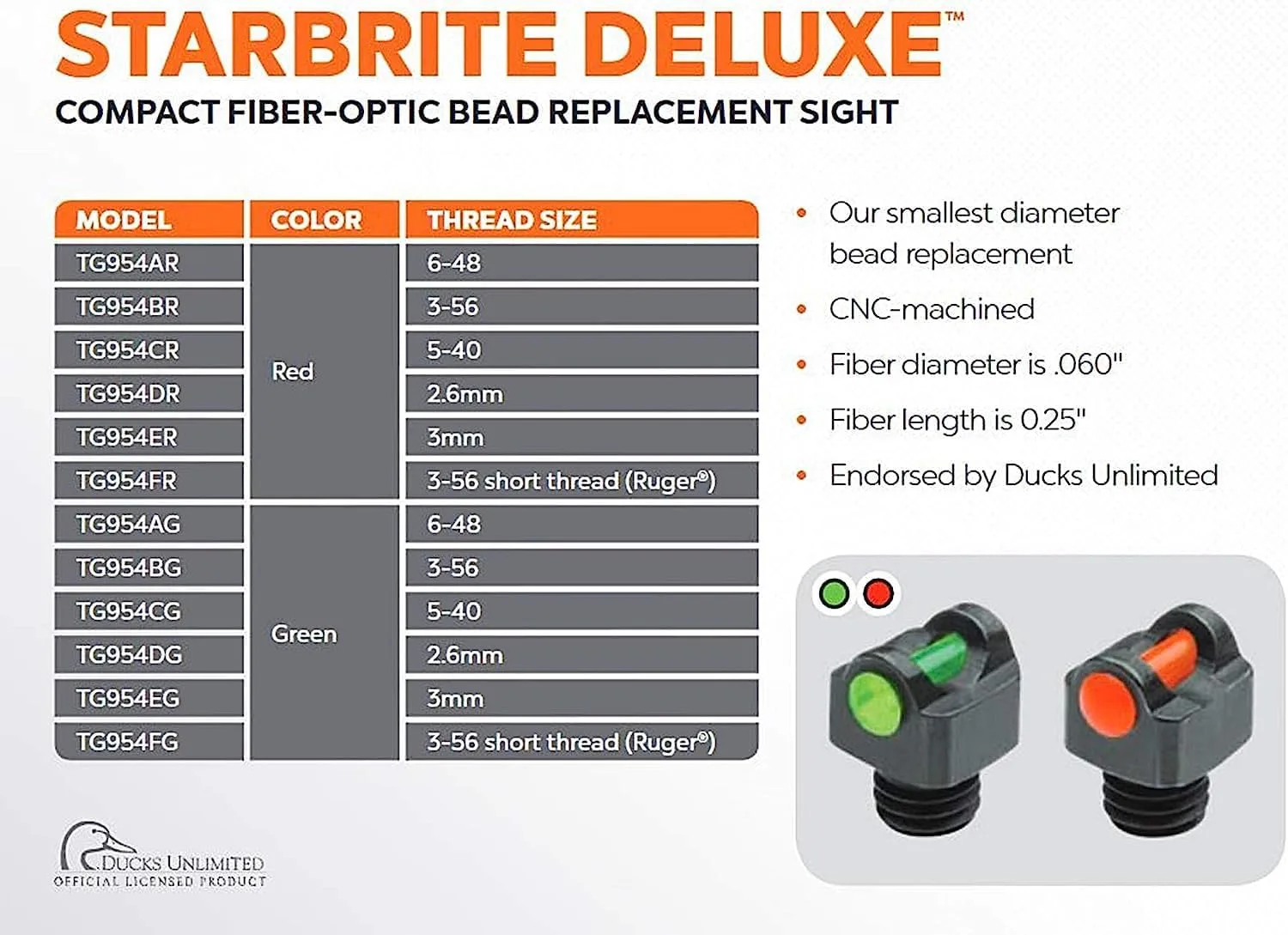TRUGLO Starbrite Deluxe Low-Profile All-Metal Fiber Optic Shotgun Sight Replacement Bead