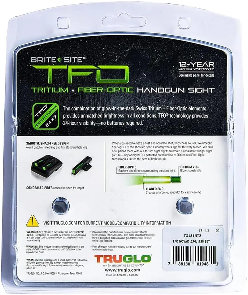 TRUGLO TFO Tritium & Fiber-Optic Handgun Sight Set for 1911
