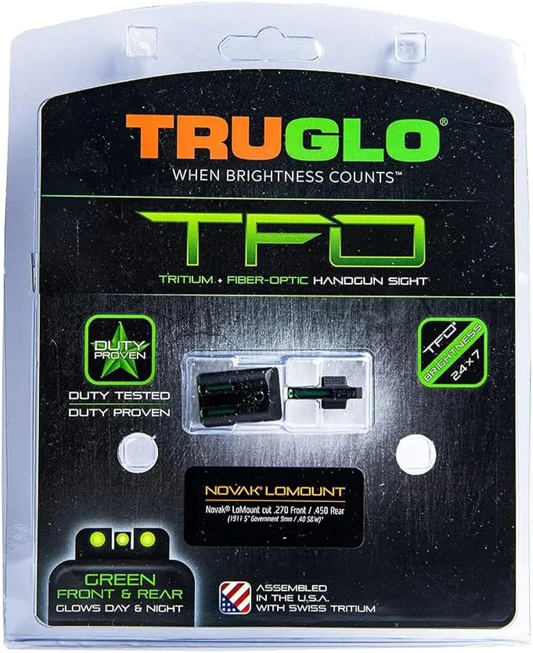 TRUGLO TFO Tritium & Fiber-Optic Handgun Sight Set for 1911