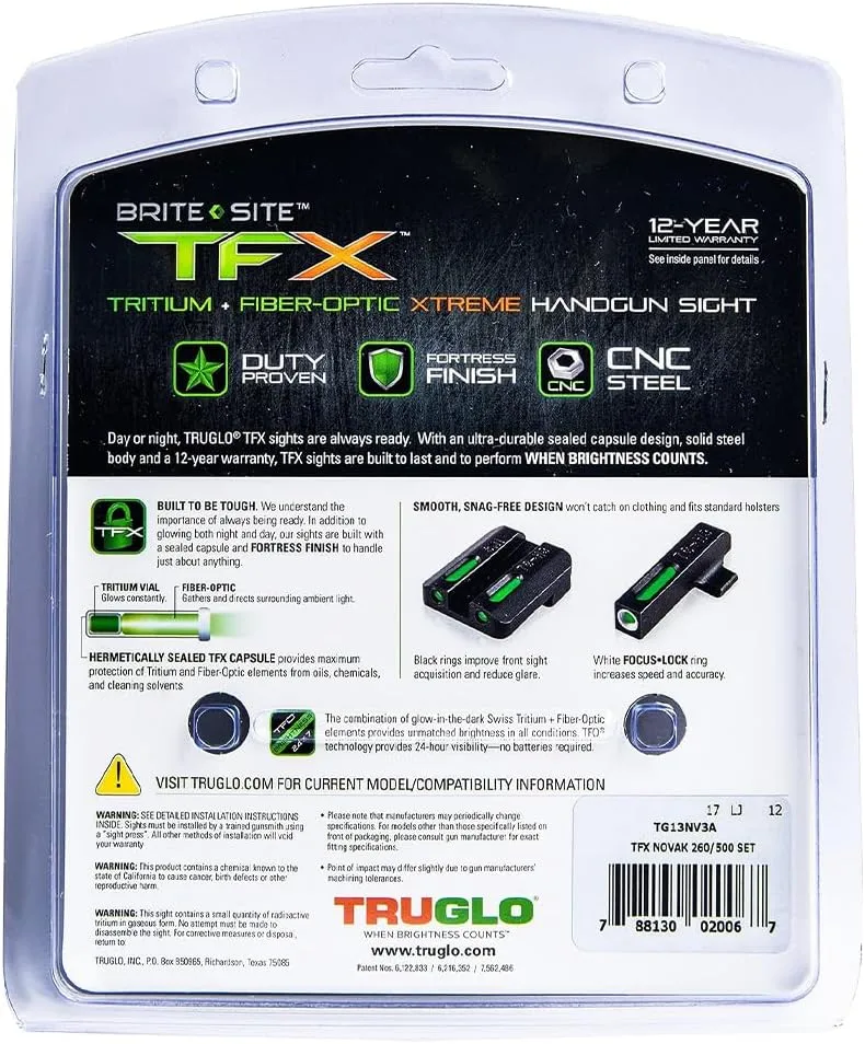 TRUGLO TFX Day/Night Handgun Sight (Tritium & Fiber-Optic)