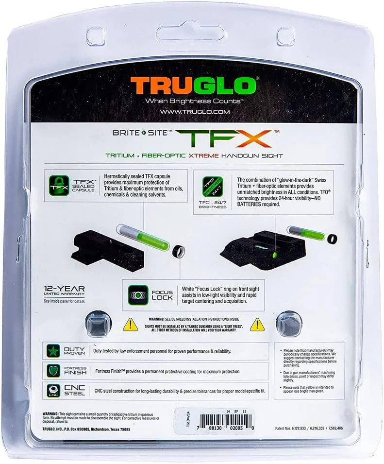 TRUGLO TFX Day/Night Handgun Sight (Tritium & Fiber-Optic)