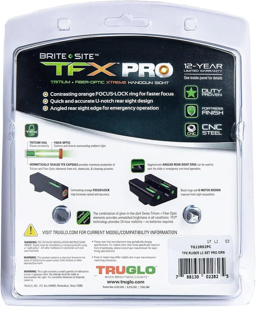 TRUGLO TFX PRO Handgun Sight, Tritium & Fiber-Optic Day/Night