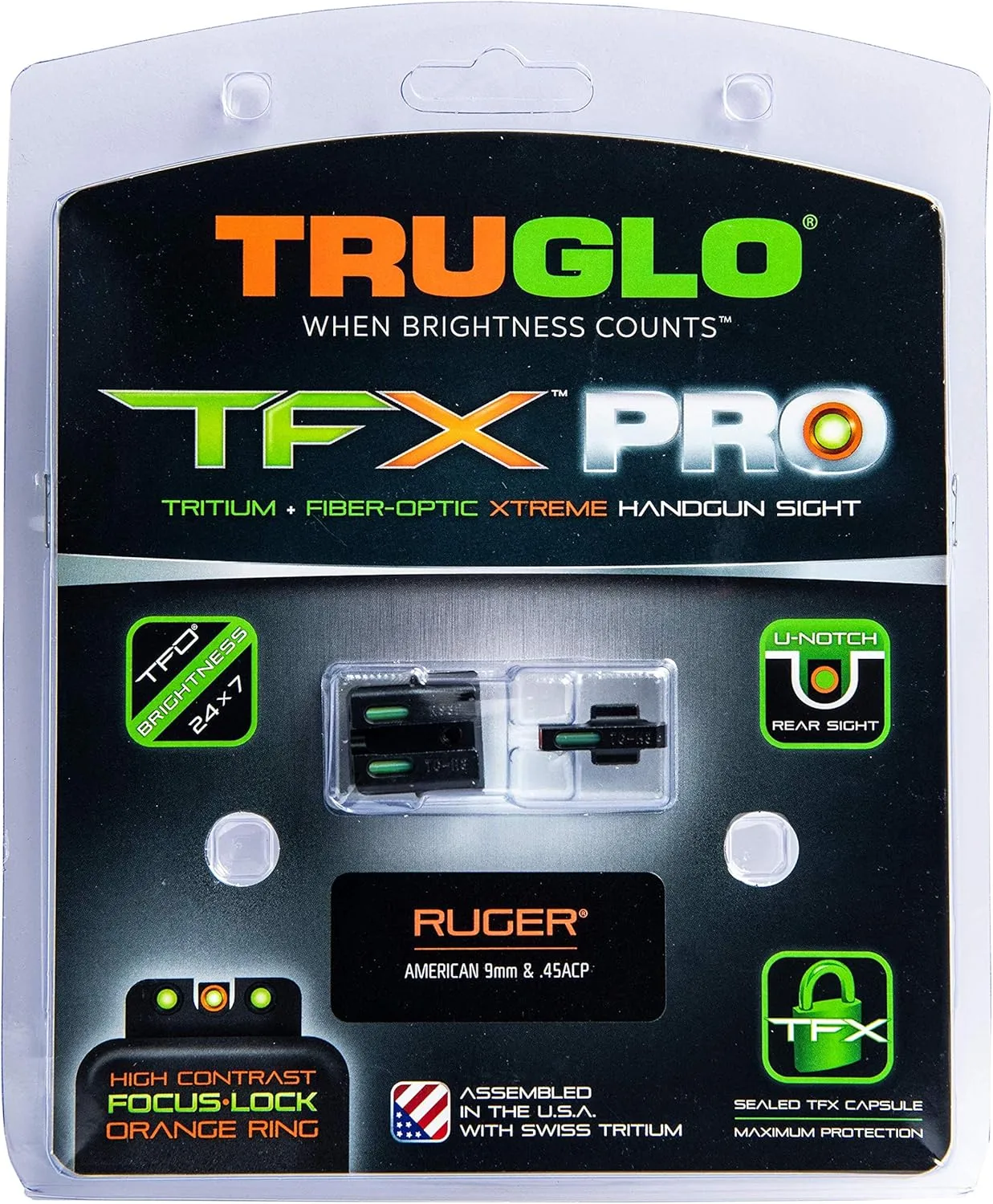 TRUGLO TFX PRO Handgun Sight, Tritium & Fiber-Optic Day/Night