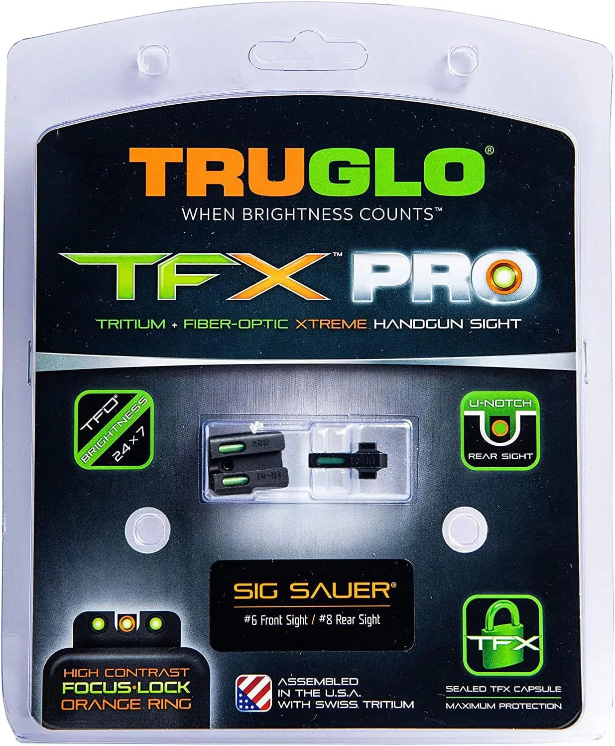 TRUGLO TFX PRO Handgun Night Sights Tritium and Fiber Optic
