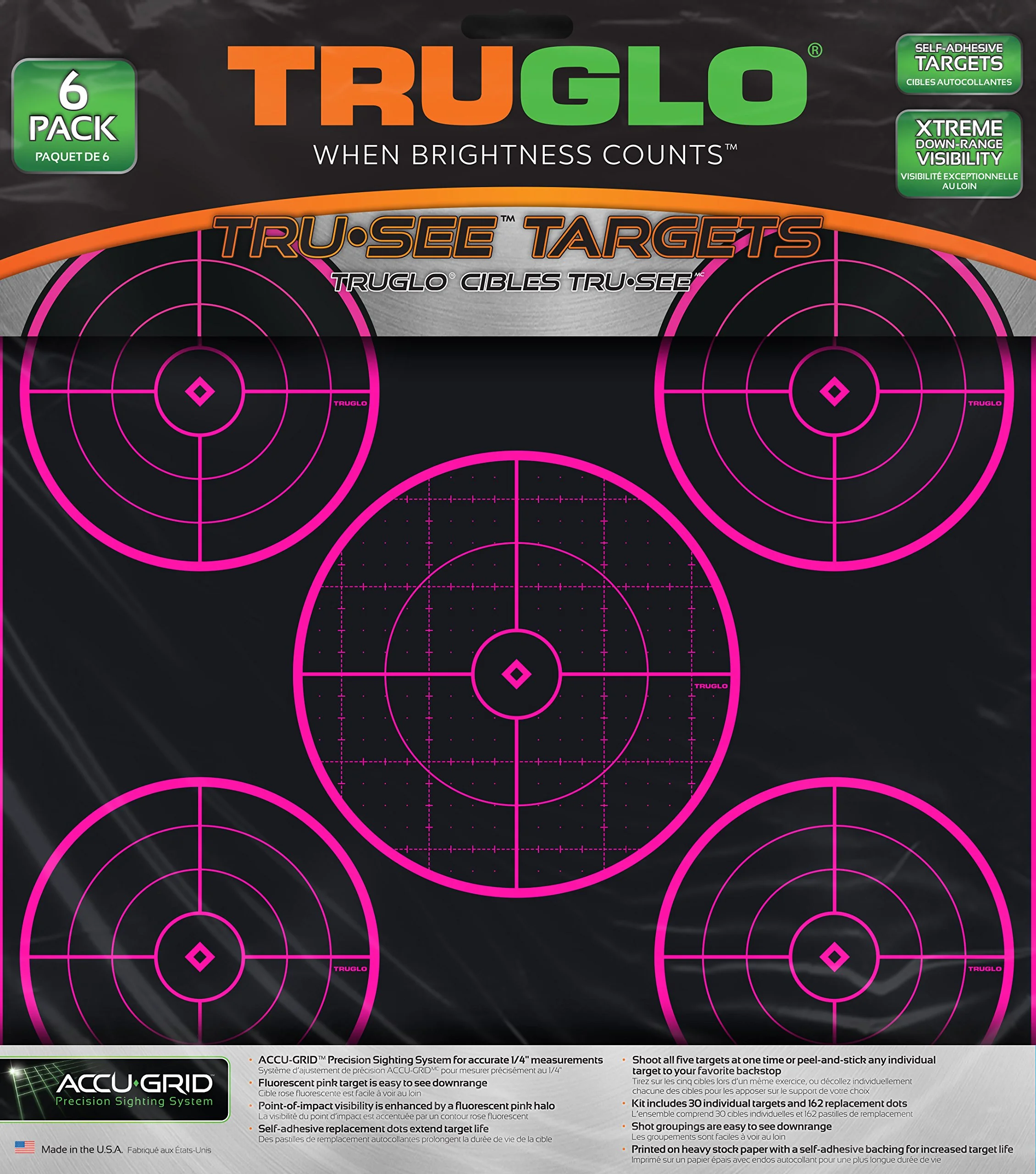 TRUGLO Tru-See 5-Bull 12x12 Self-Adhesive Fluorescent Splatter Targets