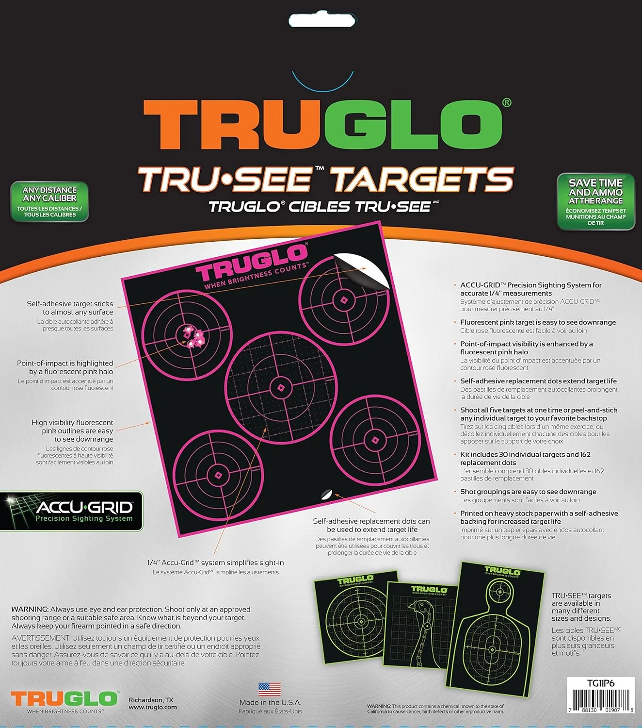 TRUGLO Tru-See 5-Bull 12x12 Self-Adhesive Fluorescent Splatter Targets