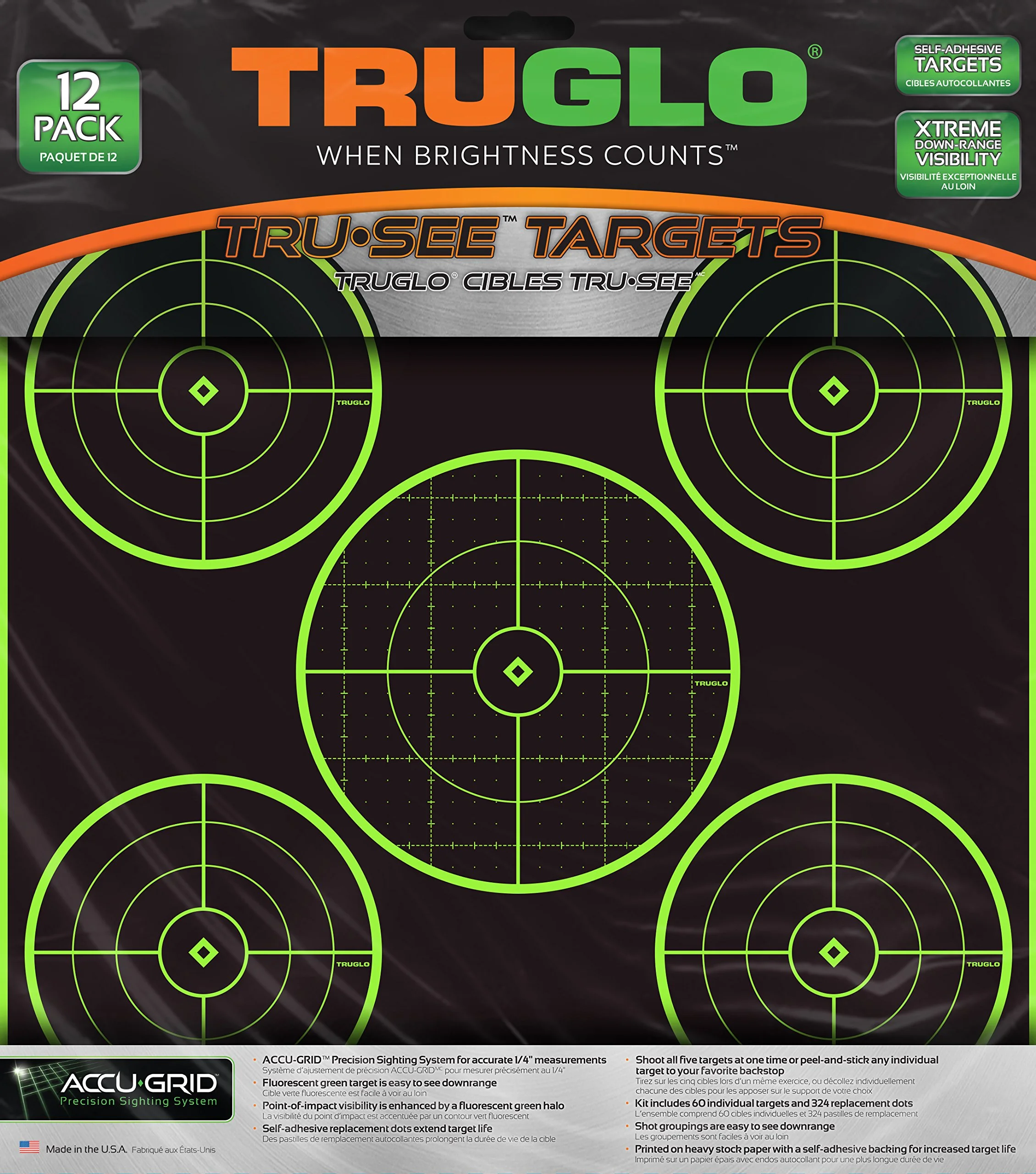 TRUGLO Tru-See 5-Bull Fluorescent Self-Adhesive Splatter Targets