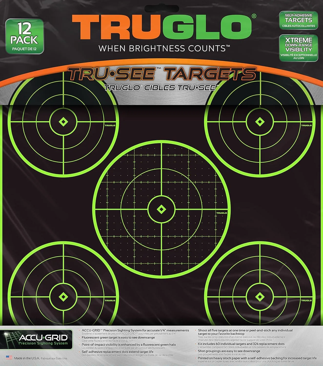 TRUGLO Tru-See 5-Bull Fluorescent Self-Adhesive Splatter Targets