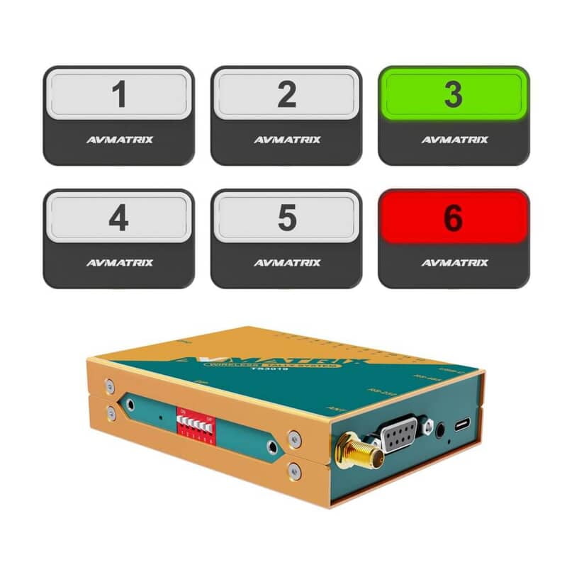 AVMatrix TS3019 Wireless Multi-Camera Tally System - 1 Tally, 6 Lamps AVMatrix TS3019 Wireless Multi-Camera Tally System - 1 Tally, 6 Lamps