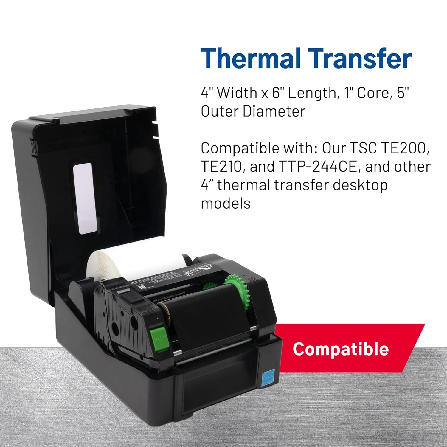 TSC Thermal Transfer Labels, Rectangular, 4in x 6in, White, 450 Labels Per Roll, Pack Of 4 Rolls