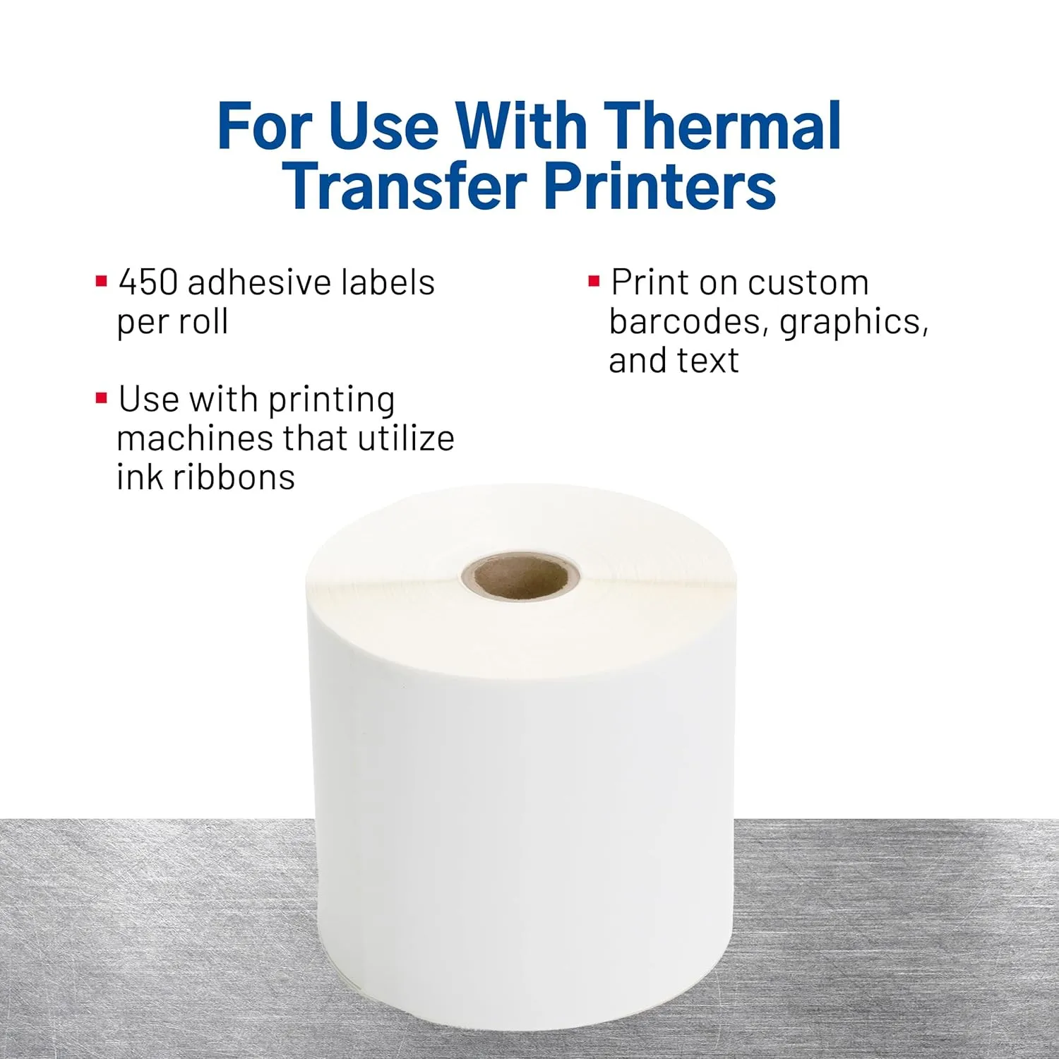 TSC Thermal Transfer Labels, Rectangular, 4in x 6in, White, 450 Labels Per Roll, Pack Of 4 Rolls