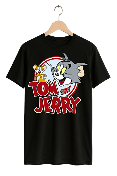 Classic Tom & Jerry Retro Print Womens Black T-Shirt