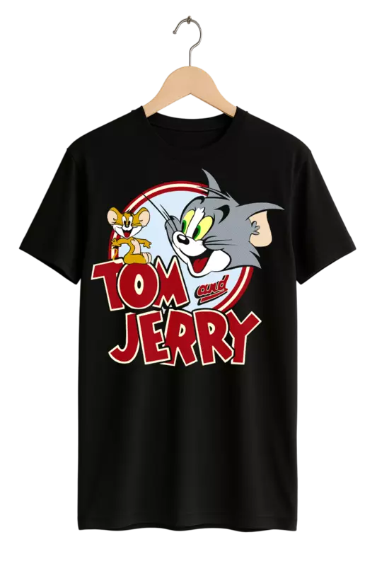 Classic Tom & Jerry Retro Print Womens Black T-Shirt