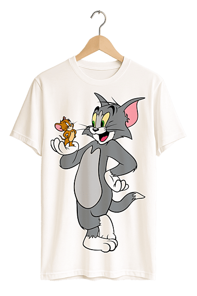 Classic Tom & Jerry Frenemies Print Womens White T-Shirt