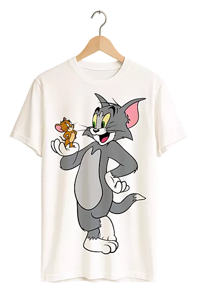 Classic Tom & Jerry Frenemies Print Womens White T-Shirt