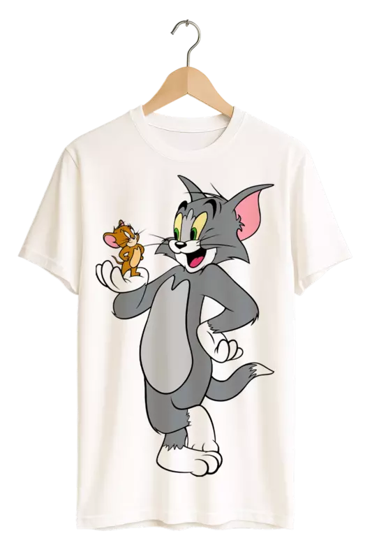 Classic Tom & Jerry Frenemies Print Womens White T-Shirt