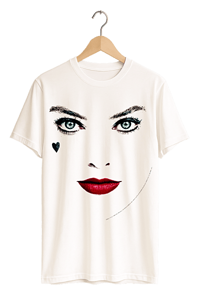 Minimalist Harley Quinn Face Print Womens White T-Shirt