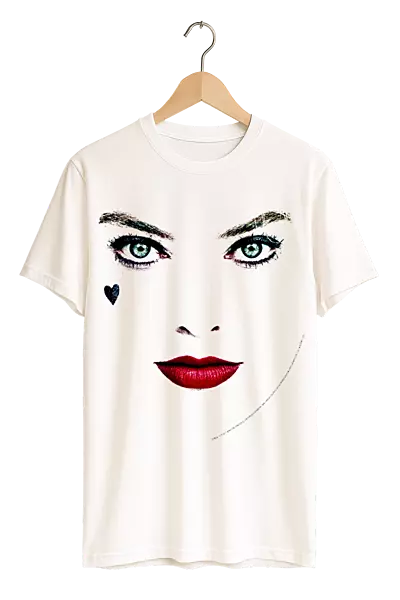 Minimalist Harley Quinn Face Print Womens White T-Shirt
