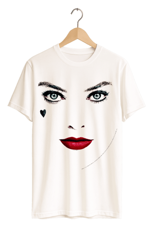 Minimalist Harley Quinn Face Print Womens White T-Shirt