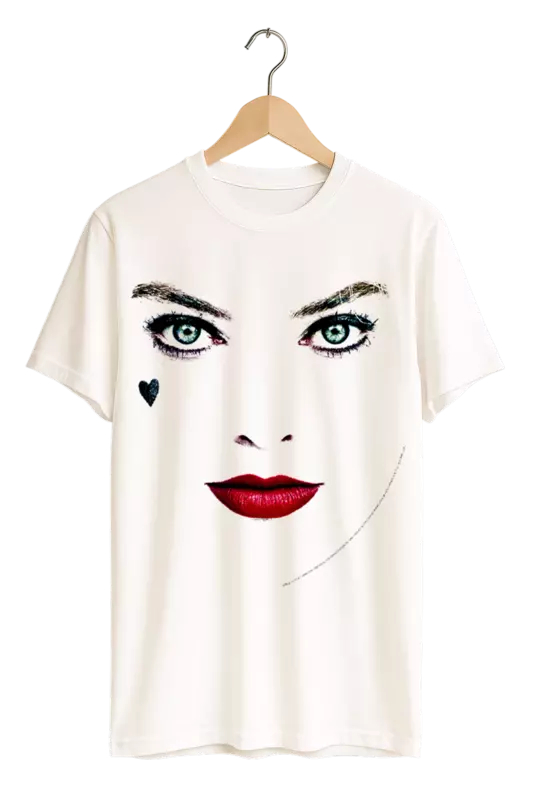 Minimalist Harley Quinn Face Print Womens White T-Shirt