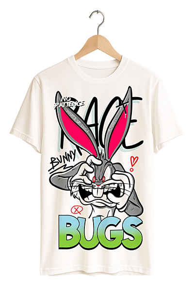 Streetwear Bugs Bunny No Patience Print Womens White T-Shirt