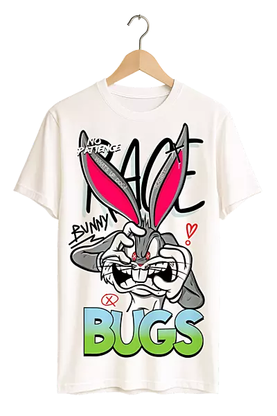 Streetwear Bugs Bunny No Patience Print Womens White T-Shirt