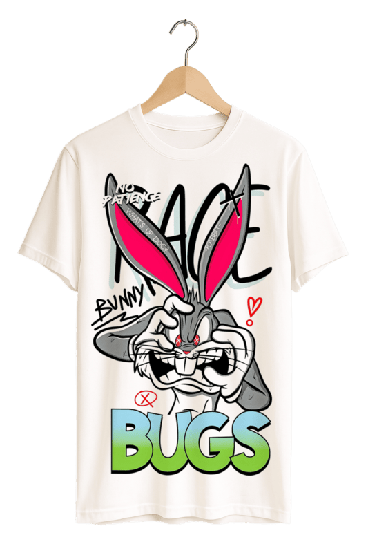 Streetwear Bugs Bunny No Patience Print Womens White T-Shirt