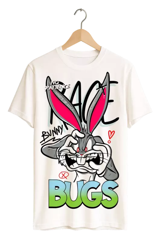 Streetwear Bugs Bunny No Patience Print Womens White T-Shirt