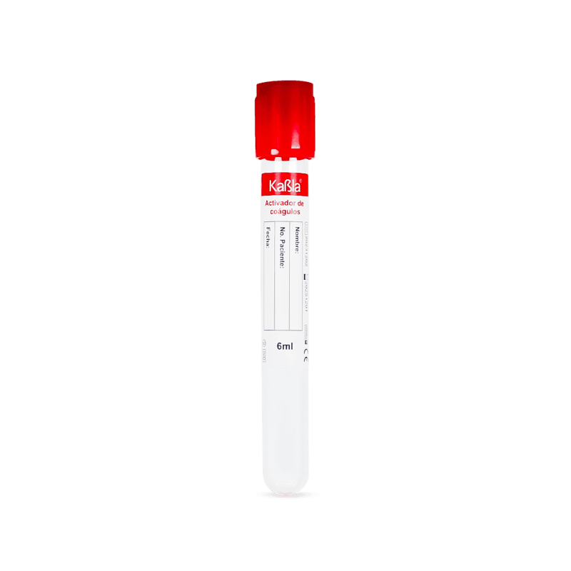 Tubo rojo al vacío tipo vacutainer con activador de coágulo 13x100 mm 6 ml, plástico PET 1 Gradilla con 100 piezas