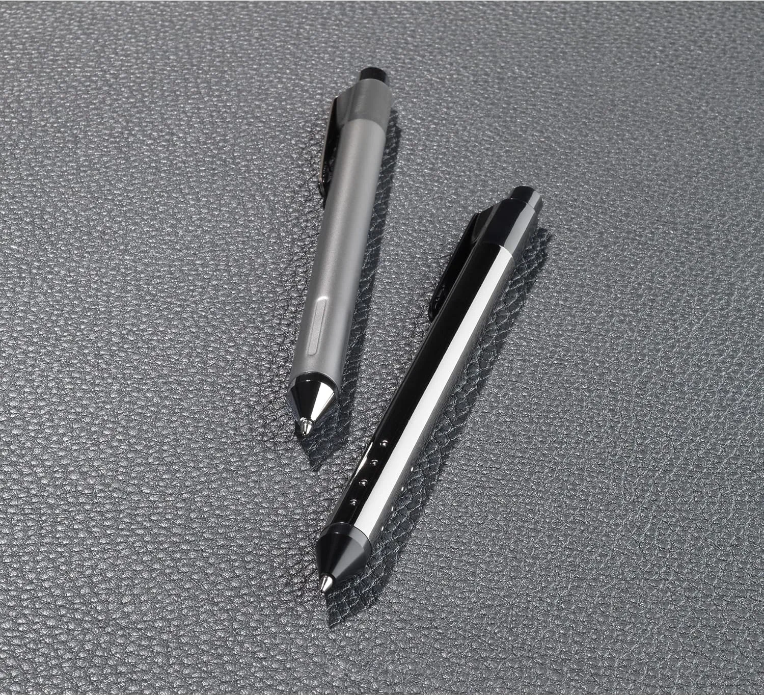 TUL Fine Writing Solid Metal Barrel Retractable Gel Pen with 2 Refills, Medium Point, 0.7 mm, Gunmetal Barrel, Black & Blue Inks
