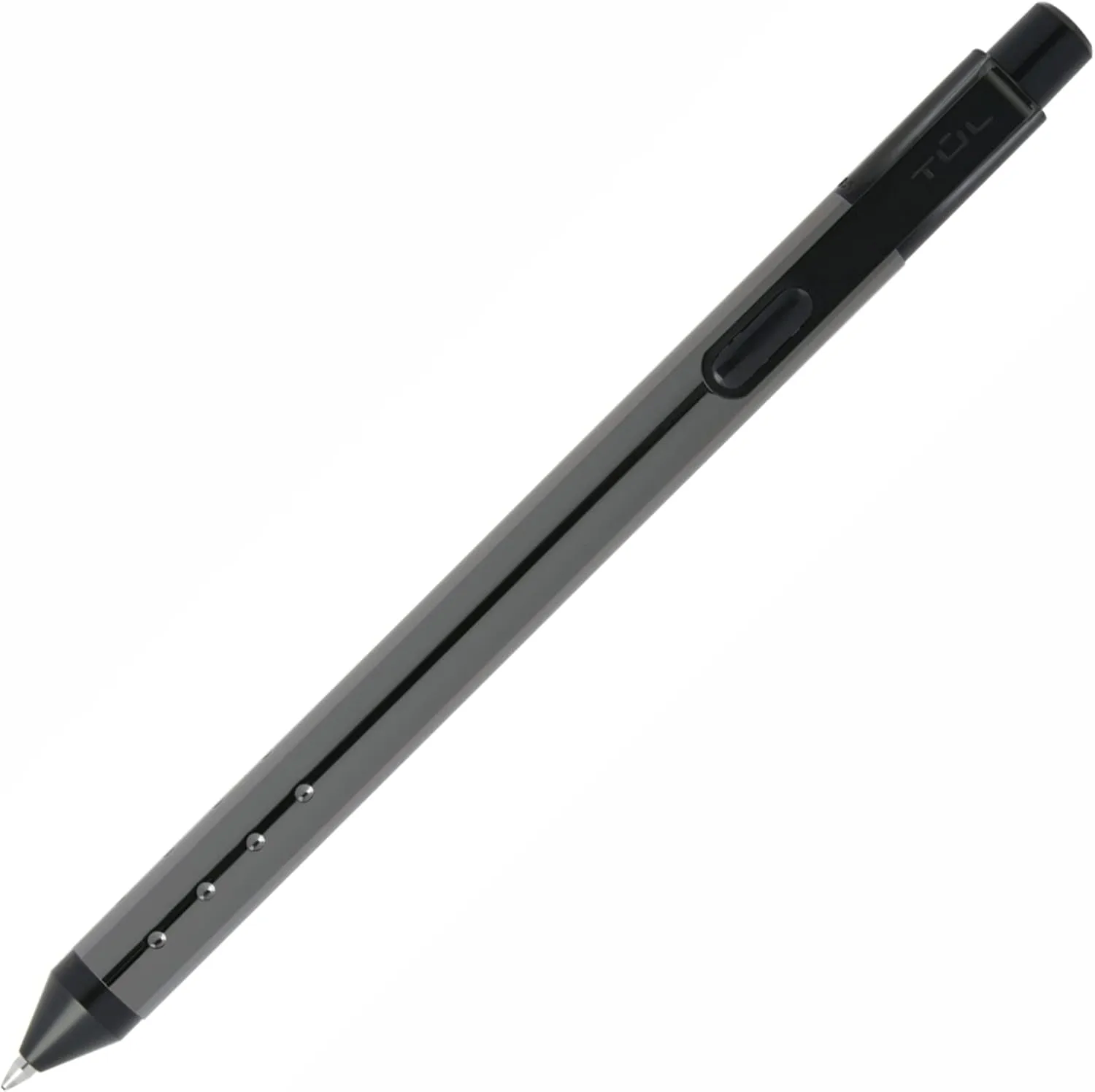 TUL Fine Writing Solid Metal Barrel Retractable Gel Pen with 2 Refills, Medium Point, 0.7 mm, Gunmetal Barrel, Black & Blue Inks